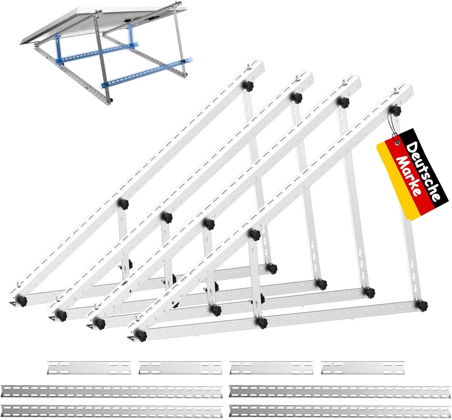 Reinforced Solar Panel Mount Aluminum Reinforced Balcony Power Plant Mount 118CM Mounting Angle 0-90° Solar Panel Mounting Kit for 100W-800W Suitable for Flat Roofs Walls Caravans Boats 2 set